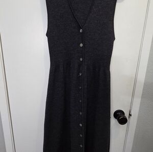 Merino Wool Knit Premier Collection Dk Grey Jumper Dress - Size MED